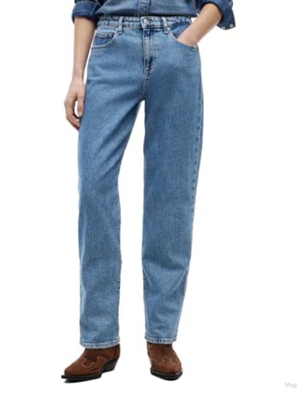 Women's Kira Mid Rise Slim Straight Leg Stretch Denim Jeans